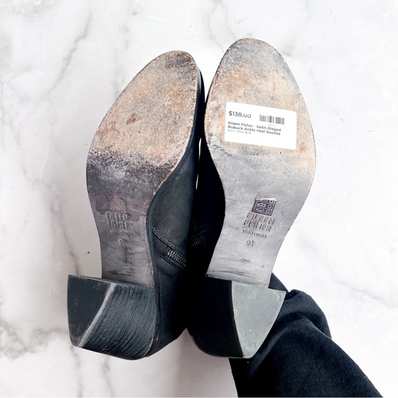 Eileen Fisher • Keith Ridged Nubuck Ankle Heel Booties • 9.5 - Picture 7 of 8